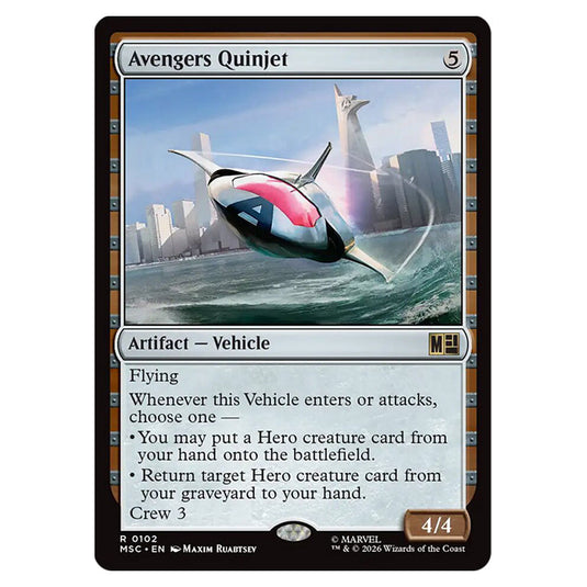 Avengers Quinjet 0102 card from the Magic The Gathering set Marvel Super Heroes Commander