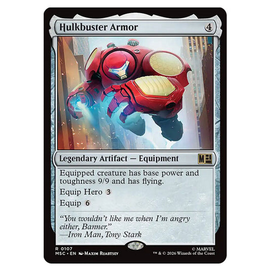 Hulkbuster Armor 0107 card from the Magic The Gathering set Marvel Super Heroes Commander