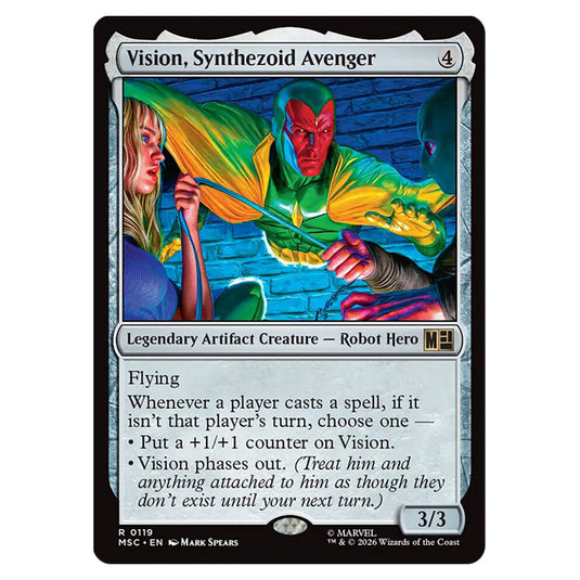 Vision, Synthezoid Avenger 0119 card from the Magic The Gathering set Marvel Super Heroes Commander