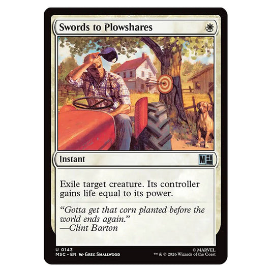 Swords to Plowshares 0143 card from the Magic The Gathering set Marvel Super Heroes Commander