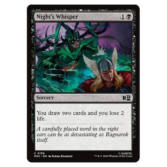 Night's Whisper 0158 card from the Magic The Gathering set Marvel Super Heroes Commander