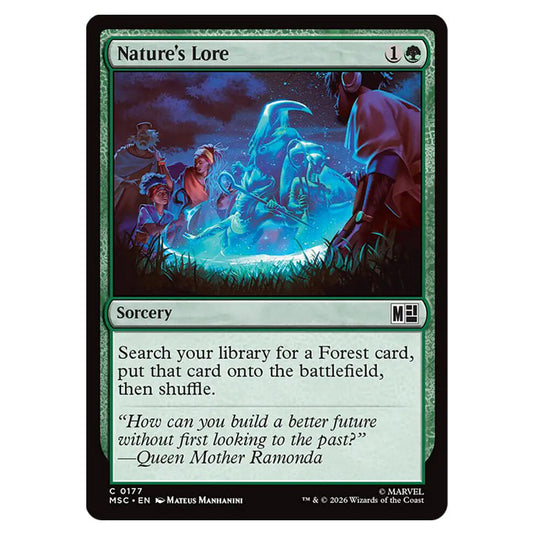 Nature's Lore 0177 card from the Magic The Gathering set Marvel Super Heroes Commander