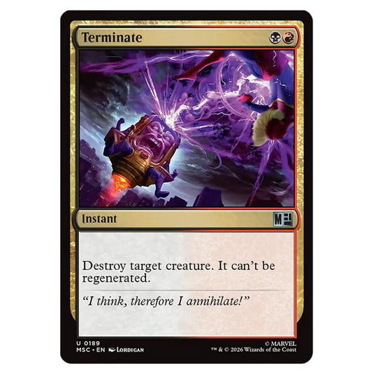 Terminate 0189 card from the Magic The Gathering set Marvel Super Heroes Commander