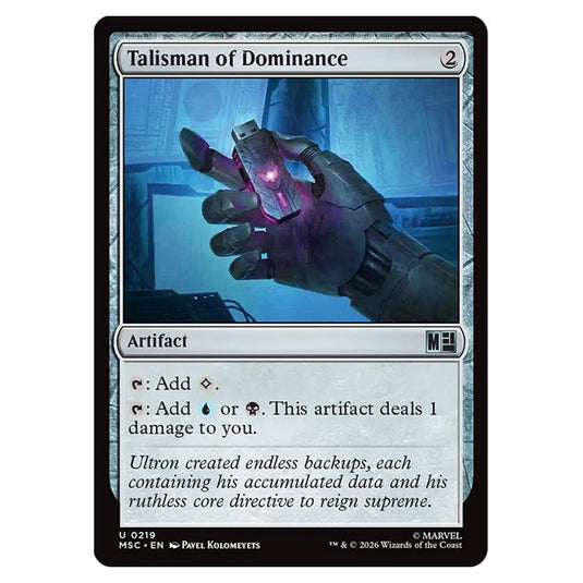 Talisman of Dominance 0219 card from the Magic The Gathering set Marvel Super Heroes Commander