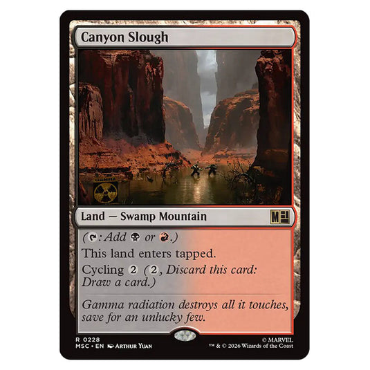 Canyon Slough 0228 card from the Magic The Gathering set Marvel Super Heroes Commander