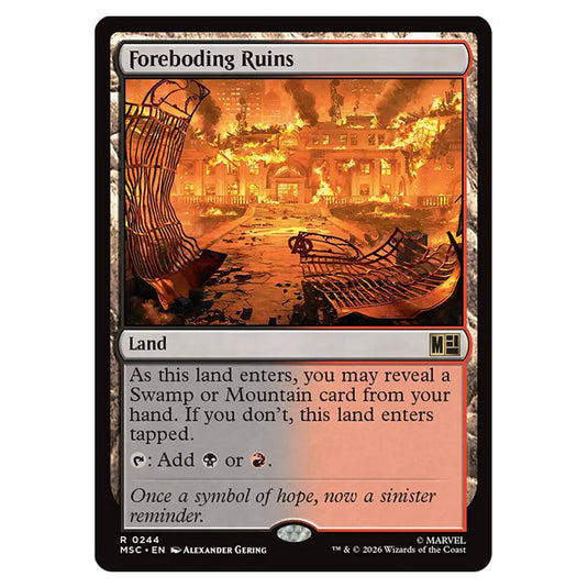 Foreboding Ruins 0244 card from the Magic The Gathering set Marvel Super Heroes Commander