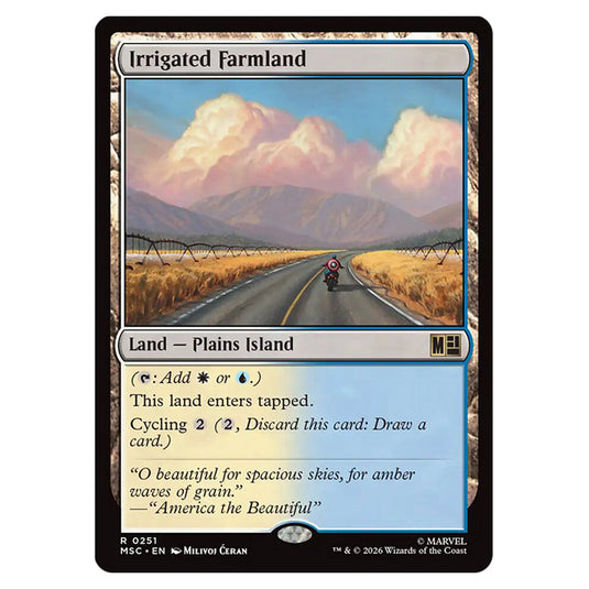 Irrigated Farmland 0251 card from the Magic The Gathering set Marvel Super Heroes Commander