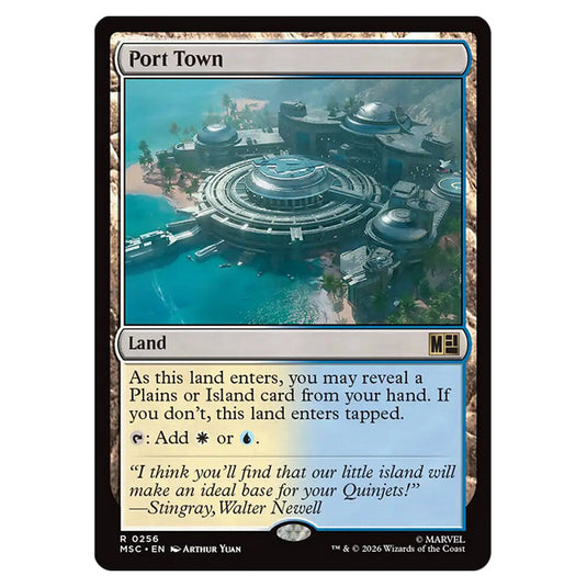 Port Town 0256 card from the Magic The Gathering set Marvel Super Heroes Commander