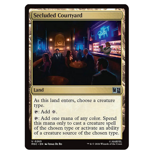 Secluded Courtyard 0265 card from the Magic The Gathering set Marvel Super Heroes Commander