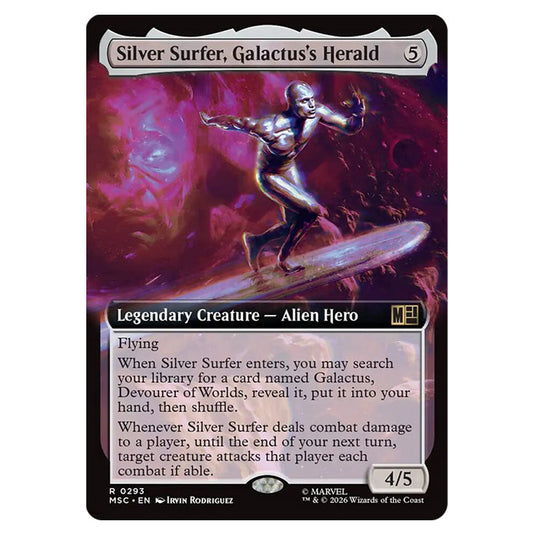 Silver Surfer, Galactus's Herald 0293 card from the Magic The Gathering set Marvel Super Heroes Commander