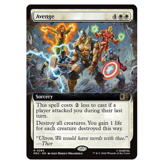 Avenge 0295 card from the Magic The Gathering set Marvel Super Heroes Commander