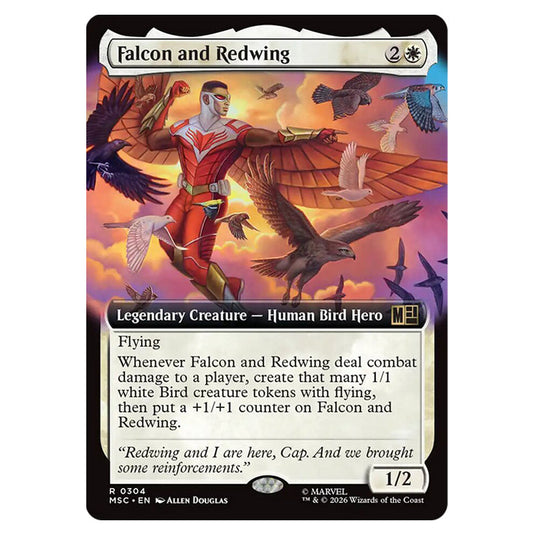 Falcon and Redwing 0304 card from the Magic The Gathering set Marvel Super Heroes Commander