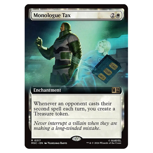 Monologue Tax 0317 card from the Magic The Gathering set Marvel Super Heroes Commander
