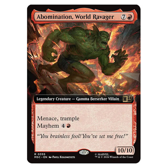 Abomination, World Ravager 0355 card from the Magic The Gathering set Marvel Super Heroes Commander