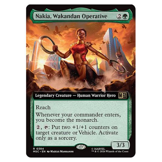 Nakia, Wakandan Operative 0384 card from the Magic The Gathering set Marvel Super Heroes Commander