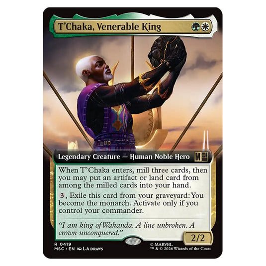 T'Chaka, Venerable King 0419 card from the Magic The Gathering set Marvel Super Heroes Commander