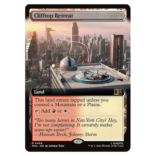 Clifftop Retreat 0466 card from the Magic The Gathering set Marvel Super Heroes Commander