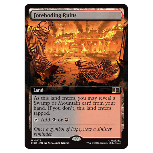 Foreboding Ruins 0473 card from the Magic The Gathering set Marvel Super Heroes Commander