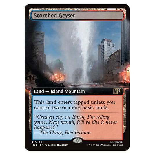 Scorched Geyser 0492 card from the Magic The Gathering set Marvel Super Heroes Commander