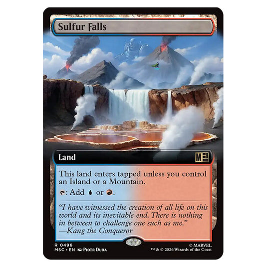 Sulfur Falls 0496 card from the Magic The Gathering set Marvel Super Heroes Commander