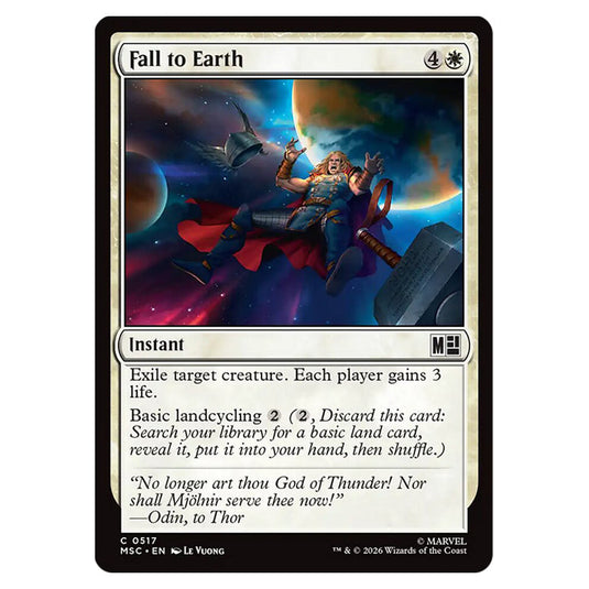 Fall to Earth 0517 card from the Magic The Gathering set Marvel Super Heroes Commander
