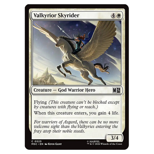 Valkyrior Skyrider 0525 card from the Magic The Gathering set Marvel Super Heroes Commander