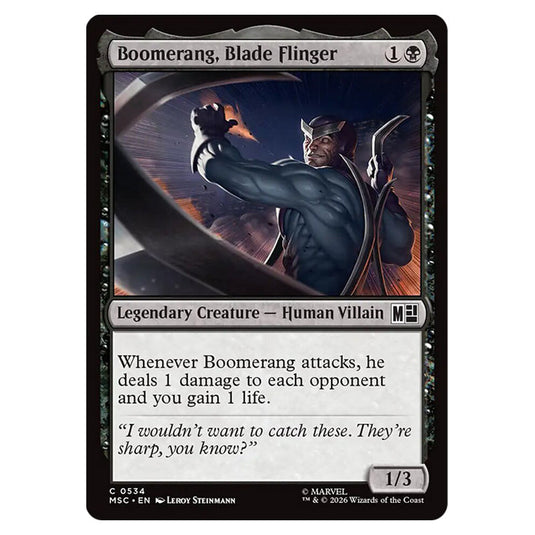 Boomerang, Blade Flinger 0534 card from the Magic The Gathering set Marvel Super Heroes Commander