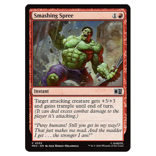 Smashing Spree 0555 card from the Magic The Gathering set Marvel Super Heroes Commander