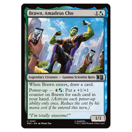 Brawn, Amadeus Cho 0567 card from the Magic The Gathering set Marvel Super Heroes Commander