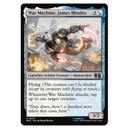 War Machine, James Rhodes 0572 card from the Magic The Gathering set Marvel Super Heroes Commander