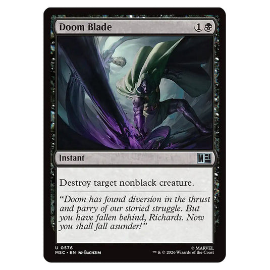 Doom Blade 0576 card from the Magic The Gathering set Marvel Super Heroes Commander