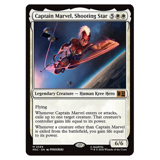 Captain Marvel, Shooting Star 0589 card from the Magic The Gathering set Marvel Super Heroes Commander