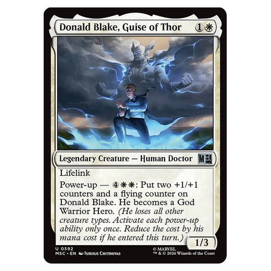 Donald Blake, Guise of Thor 0592 card from the Magic The Gathering set Marvel Super Heroes Commander