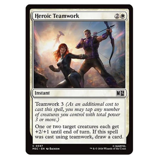 Heroic Teamwork 0597 card from the Magic The Gathering set Marvel Super Heroes Commander
