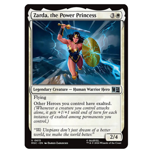 Zarda, the Power Princess 0615 card from the Magic The Gathering set Marvel Super Heroes Commander