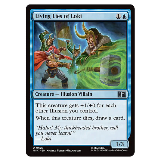 Living Lies of Loki 0627 card from the Magic The Gathering set Marvel Super Heroes Commander