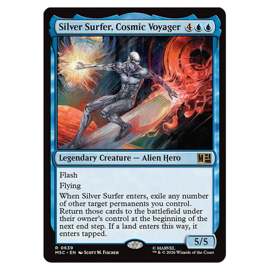 Silver Surfer, Cosmic Voyager 0639 card from the Magic The Gathering set Marvel Super Heroes Commander