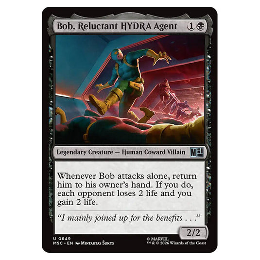 Bob, Reluctant HYDRA Agent 0649 card from the Magic The Gathering set Marvel Super Heroes Commander
