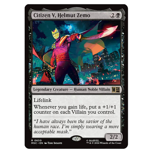 Citizen V, Helmut Zemo 0650 card from the Magic The Gathering set Marvel Super Heroes Commander