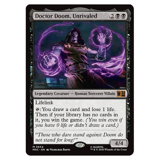 Doctor Doom, Unrivaled 0654 card from the Magic The Gathering set Marvel Super Heroes Commander