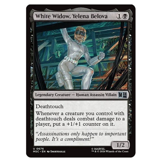 White Widow, Yelena Belova 0676 card from the Magic The Gathering set Marvel Super Heroes Commander
