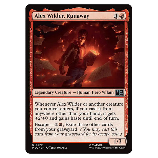 Alex Wilder, Runaway 0677 card from the Magic The Gathering set Marvel Super Heroes Commander