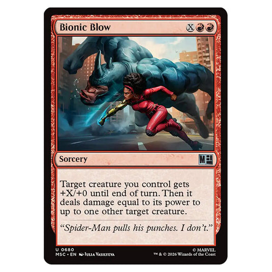Bionic Blow 0680 card from the Magic The Gathering set Marvel Super Heroes Commander