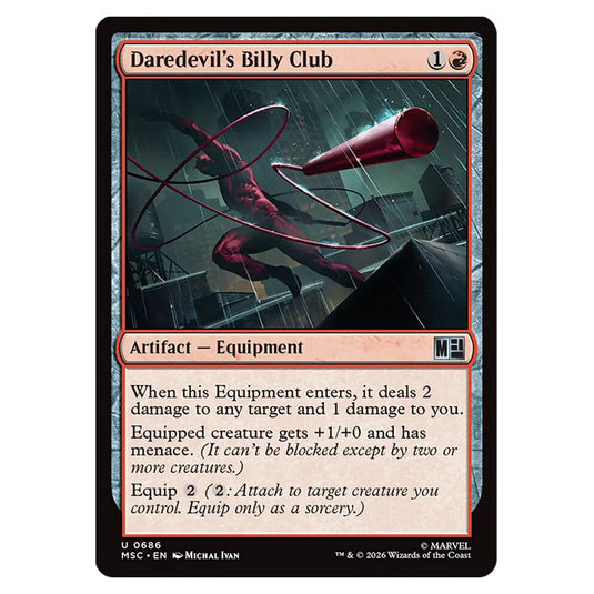 Daredevil's Billy Club 0686 card from the Magic The Gathering set Marvel Super Heroes Commander