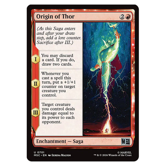 Origin of Thor 0701 card from the Magic The Gathering set Marvel Super Heroes Commander