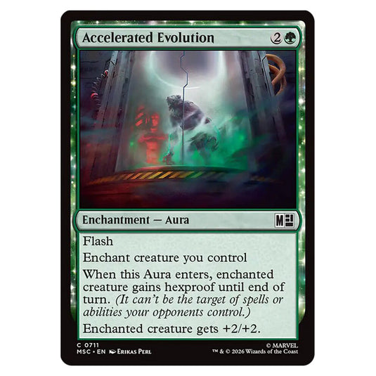 Accelerated Evolution 0711 card from the Magic The Gathering set Marvel Super Heroes Commander