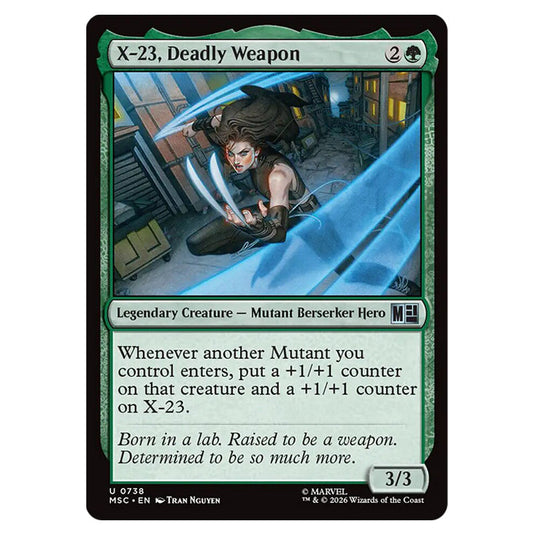 X-23, Deadly Weapon 0738 card from the Magic The Gathering set Marvel Super Heroes Commander