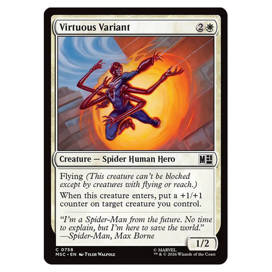 Virtuous Variant 0758 card from the Magic The Gathering set Marvel Super Heroes Commander