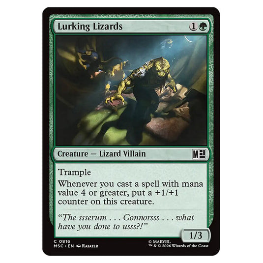 Lurking Lizards 0816 card from the Magic The Gathering set Marvel Super Heroes Commander