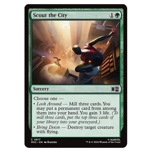 Scout the City 0817 card from the Magic The Gathering set Marvel Super Heroes Commander